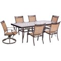 Hanover Hanover FNTDN7PCSWG-2 Fontana Dining Set with Sling Swivel Dining Chairs; Glass Dining Table - 7 piece FNTDN7PCSWG-2